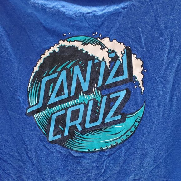 VINTAGE Santa Cruz Men Shirt Medium Blue Logo‎ Waves Graphic Adult Tee - Picture 7 of 7